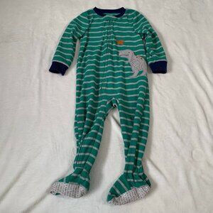 5/$25 Carter's striped dinosaur dino fleece zipper footie pajamas jammies pjs